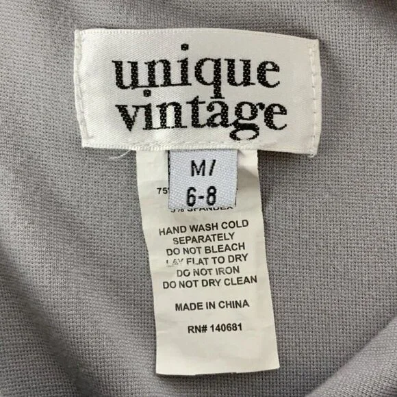 Unique Vintage Black Cat Knit Dress Medium 6-8 Gray Black Fit Flare Halloween - Picture 3 of 4